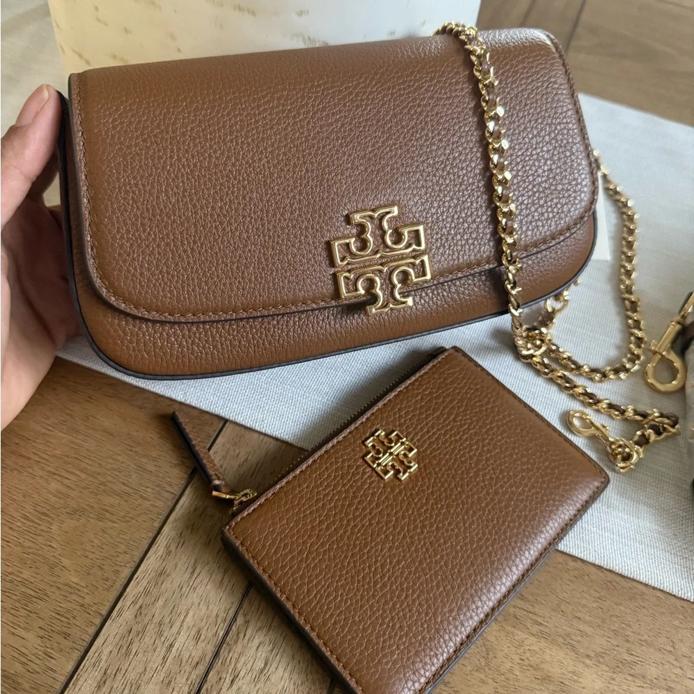 Tory Burch BRITTEN CONVERTIBLE CROSSBODY Leather Shoulder in moose color